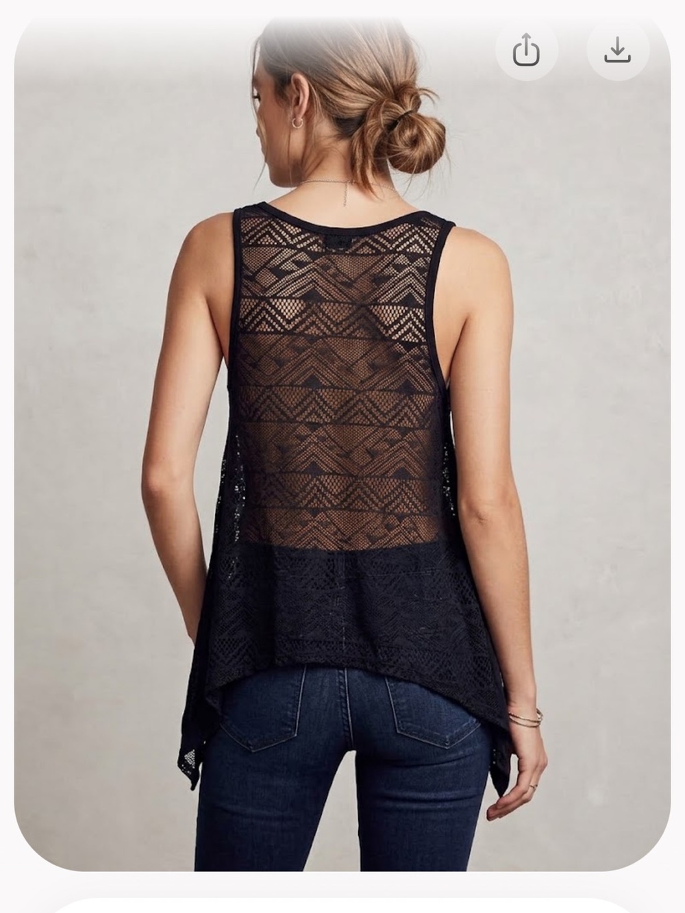 Black Sheer Lace-Back Flowy Asymmetrical Tank Top